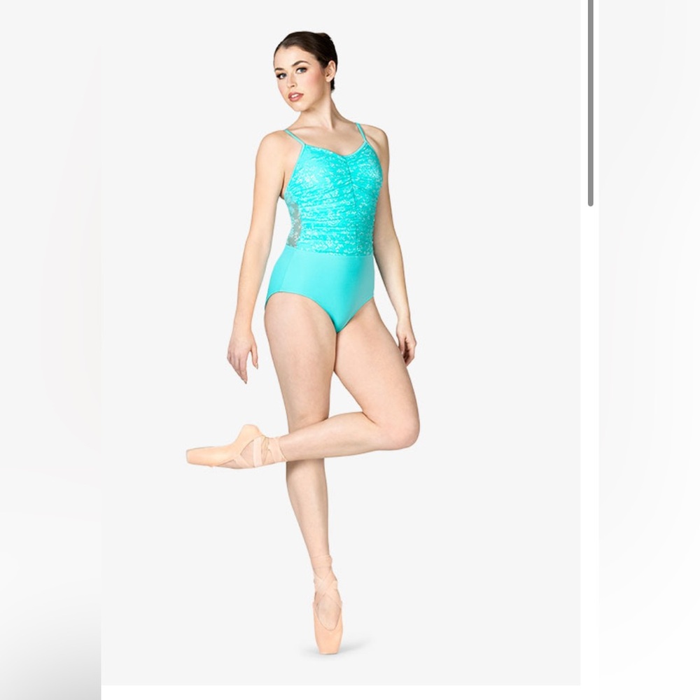 NWT Mariia Skye Turquoise Leotard with Lace Detail